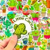 50 Original Small Fresh Cactus Stickers Ins Wind Plant Notebook Scooter Water Cup Sticker Hand Account Sticker