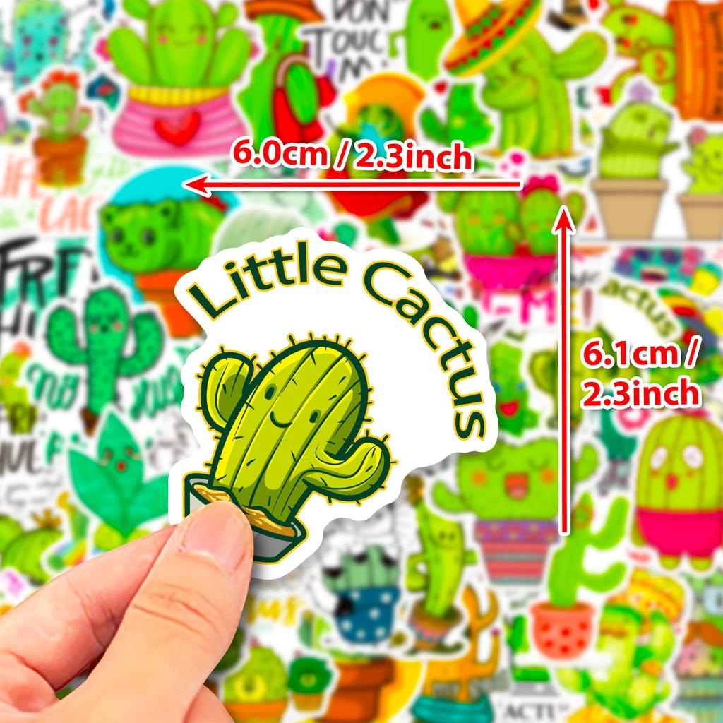 50 Original Small Fresh Cactus Stickers Ins Wind Plant Notebook Scooter Water Cup Sticker Hand Account Sticker