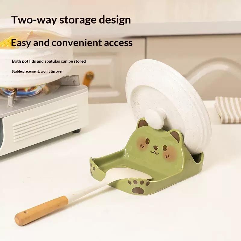1Pcs Abs Lid Holder Bear Shape Design Countertop Mount Kitchen Counter Organizer Creative Multi-Functional Storage