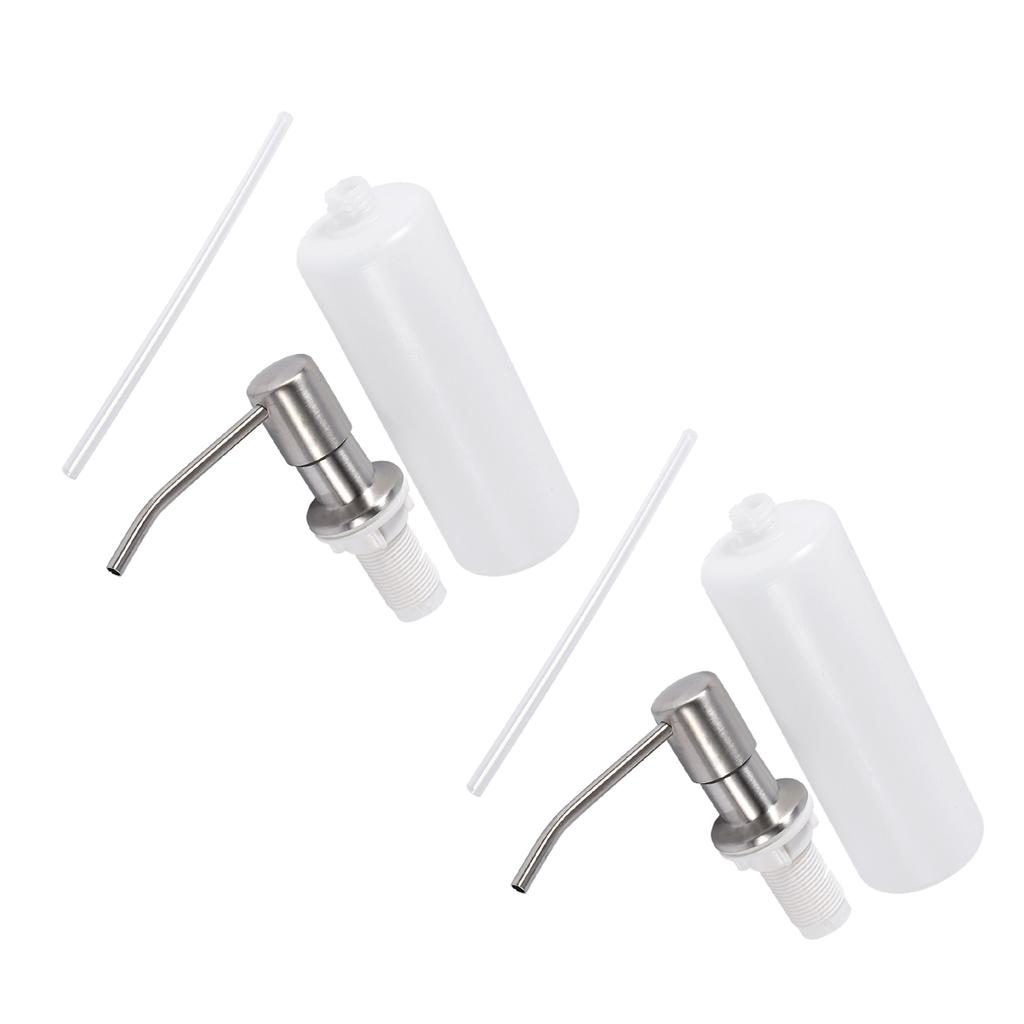 2 Sets Soap Dispenser for Kitchen Sink 304 Stainless Steel Built in Soap Dispenser Countertop Pump Head with 300ML
