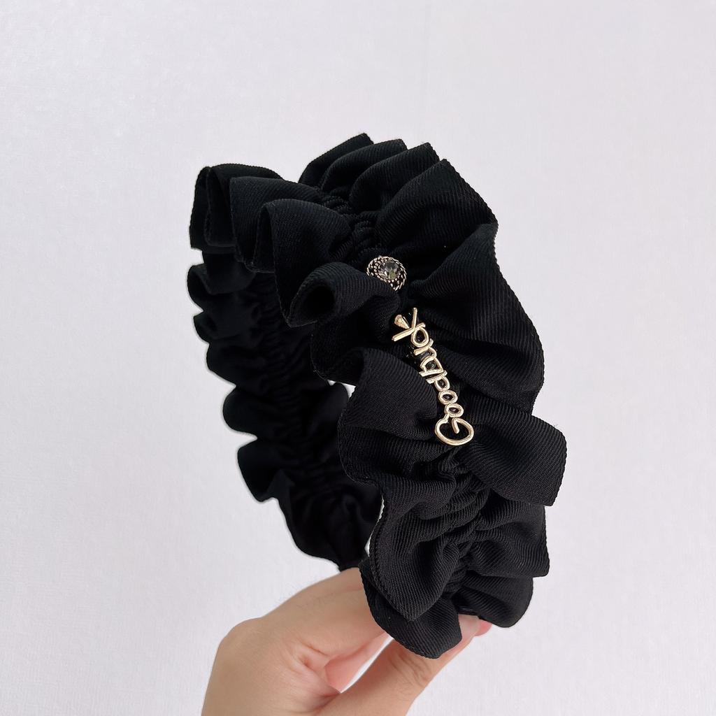 PROLY New Fashion Autumn WInter Headwear Solid Color Big Bowknot Turban Casual Pleated Hairband For Adult Hair Accessories