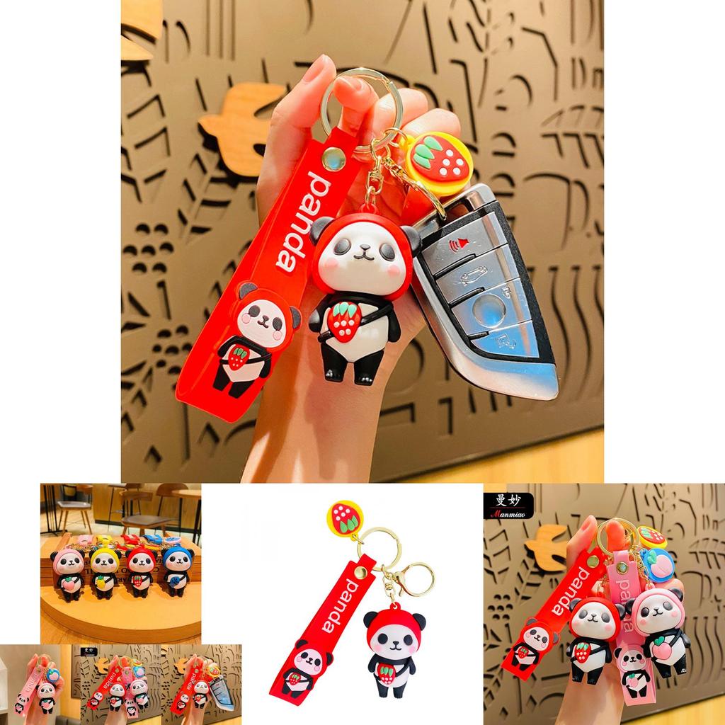 Cute Fruit Panda Keychain Trendy Car Charm Or Backpack Decoration