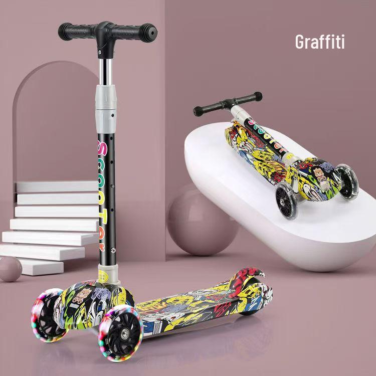 Foldable Children's Scooter with Music & Lights for Ages 3-12