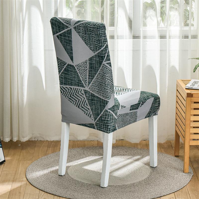 Printed Chair Cover Geometric Pattern Stain-Resistant Anti-Dust Seat Cover Minimalist Fashion Hotel Home Dining Chair Protector