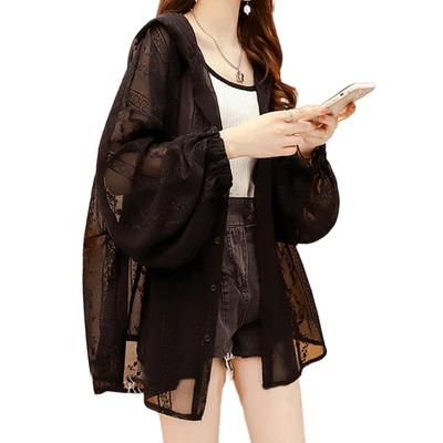 Vincent Haus Langer Klimaanlagen-Cardigan für Damen mit Blumenmuster, locker, UV-Schutz, perfekt für und Herbst, leicht, Ärmel, Schutz, Stickerei, Passform,