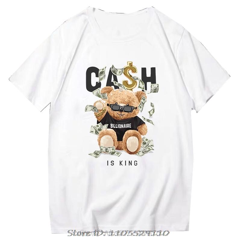 Teddy Bear Tshirt Cool Robotic Graphic Tops Harajuku Cartoon Streetwear Fitness Clothes Casual Fashion Tee Roupas Masculinas
