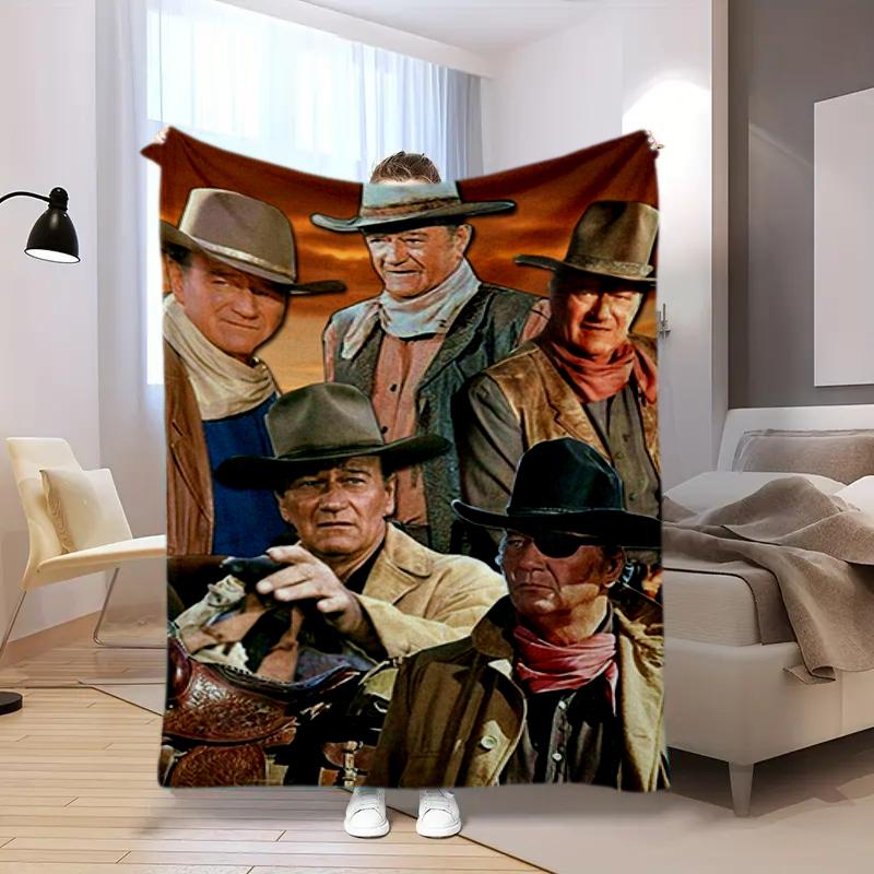 1 coperta stampata John Wayne, leggera per tutte le stagioni, per ufficio in casa, pisolino all'aperto, coperta multifunzionale