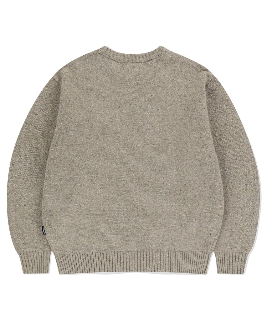MAHAGRID Basic Logo Nep Knit Sweater Beige(Mg2Efmk605A)