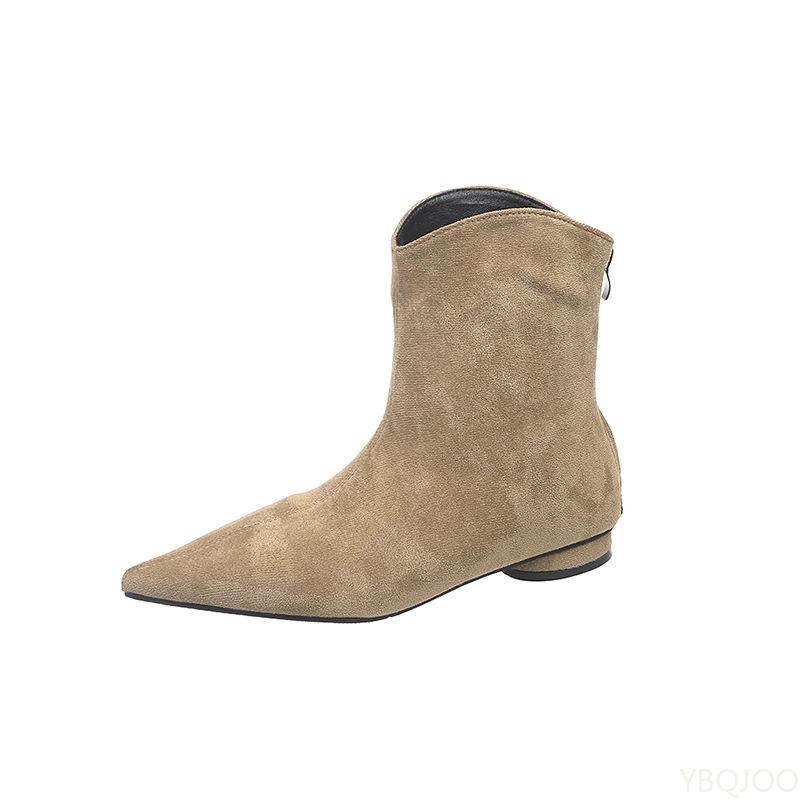 Elegante minimalistische puntige korte laarsjes nieuwe herfst winter lage hak veelzijdig retro dameslaarzen modieuze casual damesschoenen
