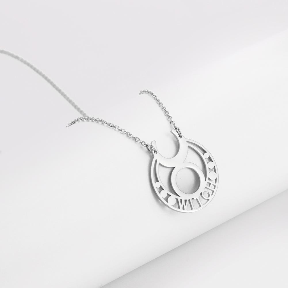 Wizarding Five Pointed Star Pendant Necklace Witch Triple Moon Goddess Fashion Street Pendant Stainless Steel Jewelry Gift
