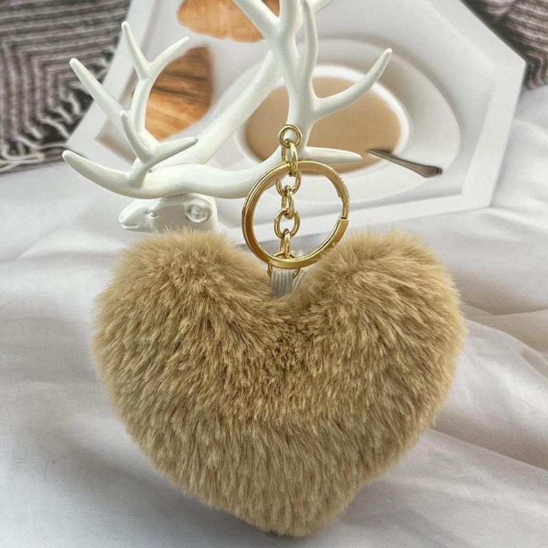

Creative Cute Colorful Plush Peach Heart Keychain Bag Pendant Charms Car Key Accessories Trinket For Girl Keyring
