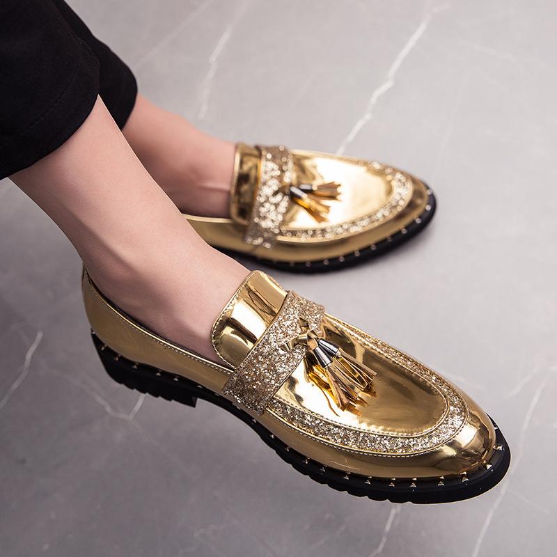 Spring Business British Men's Casual Leather Shoes Trend Glossy Leather Work Shoes Large Size Heightening Leather Shoes