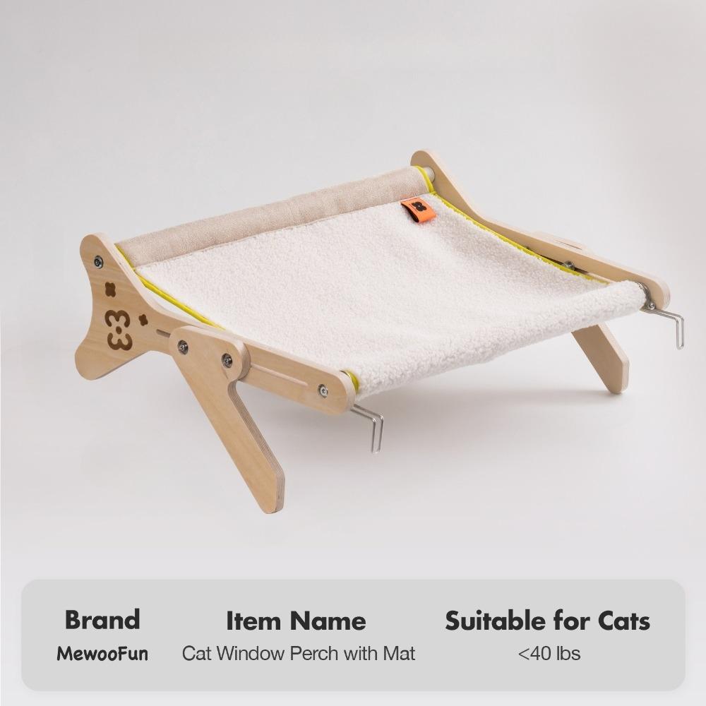Breathable Cat Bed with Wooden Frame Space-Saving Durable Window Sill Hammock Warm and Comfortable Pet Products Supplies
