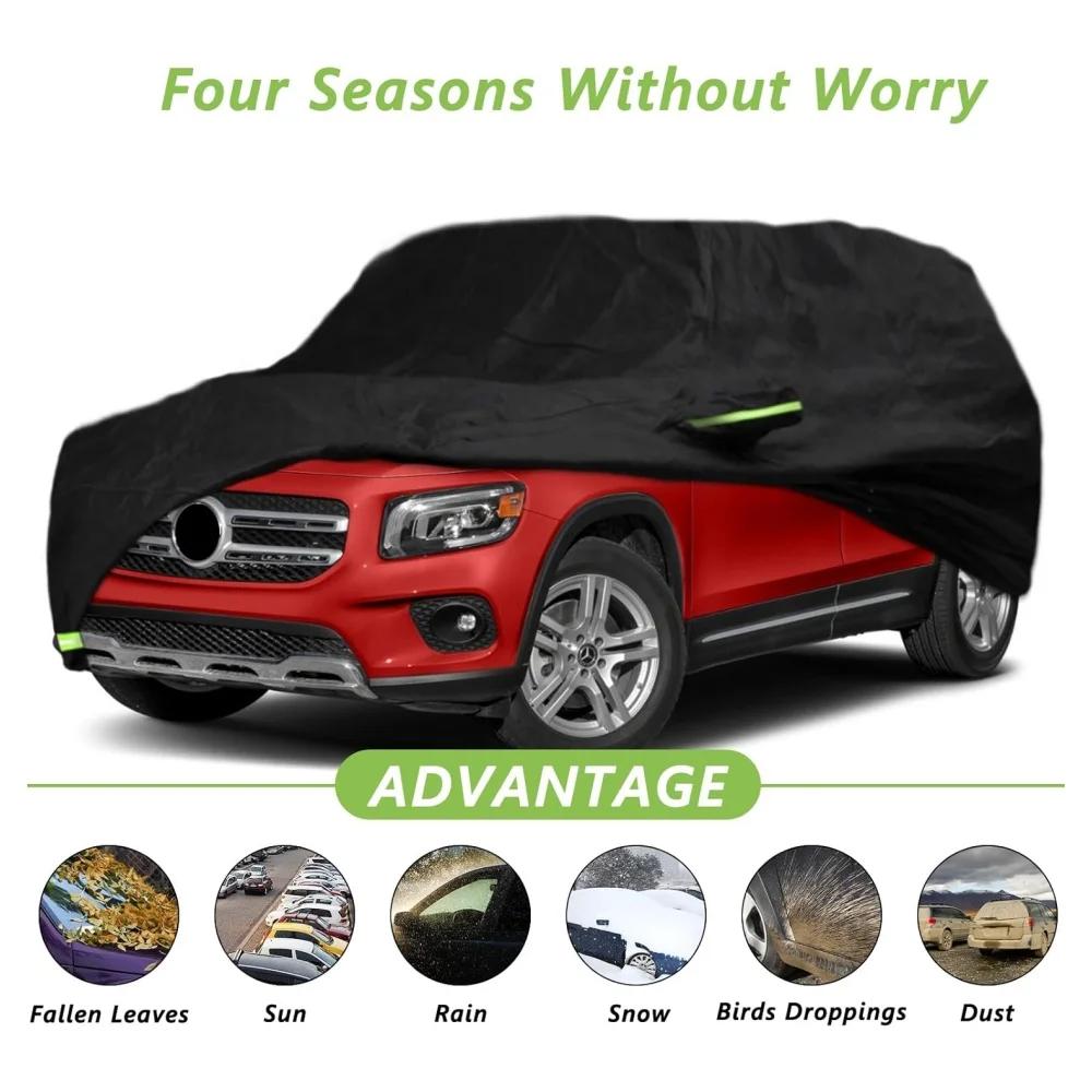 210T Waterproof SUV Car Cover Fit For Mercedes-Benz GLB 2019-2022 All Weather With Zipper Door Snow Rain Dust Hail Protection