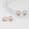 [Merry-Grin] Rose Round Cubic Silver Needle Earrings