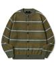 TRILLION Washable Hairy Striped Button Cardigan Knit_Khaki