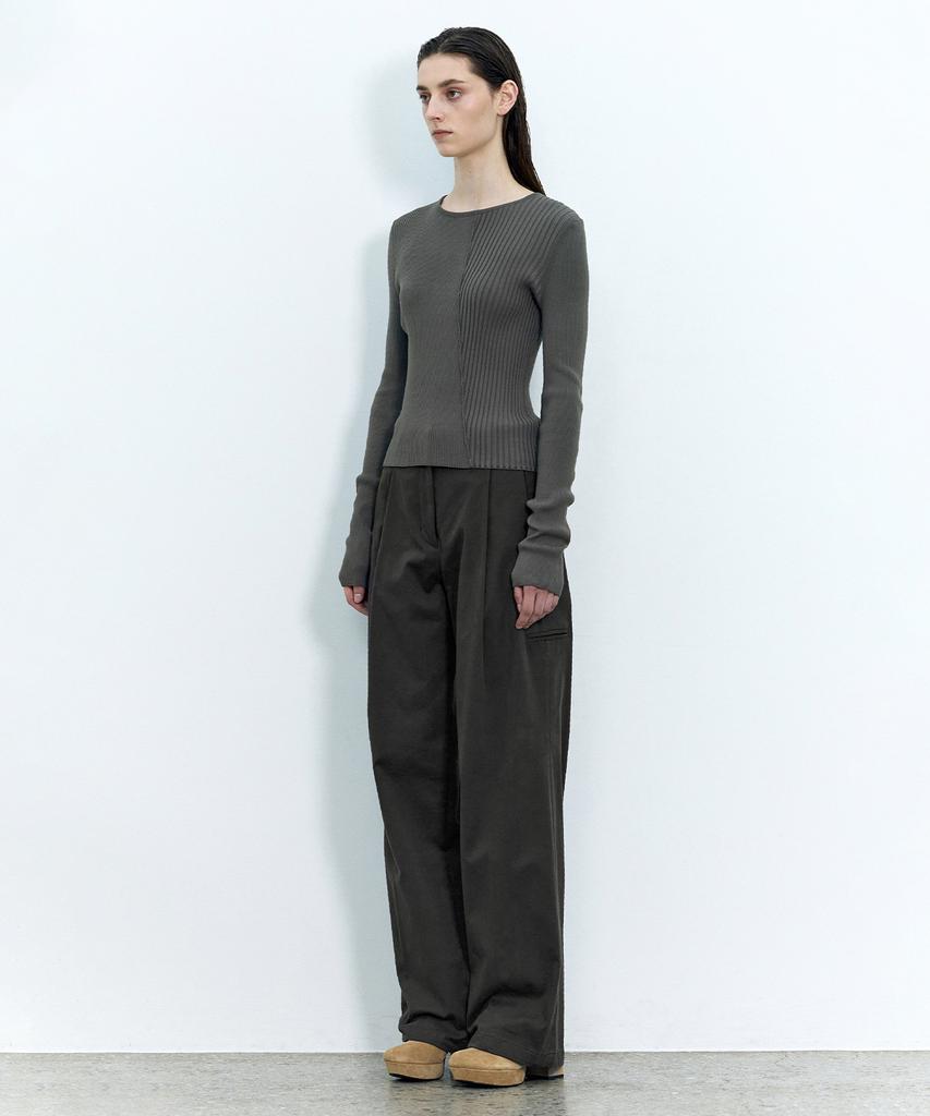 INSILENCE WOMEN Wide Chino Pants Charcoal