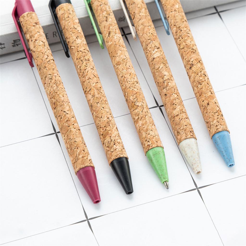 5 Pieces Retractable Ballpoint Pen 1.0mm Signature Pen Wood Grain Writing Pen Stationery Supplies for Student Teacher