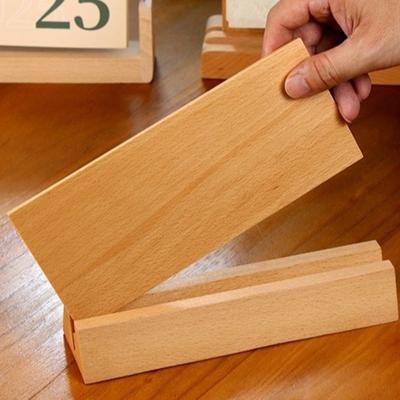 12-21 CM Wooden Desk Calendar Holder Natural Stable Base Card Display Stand Solid Wood Multi-Functional Game Cards Stand