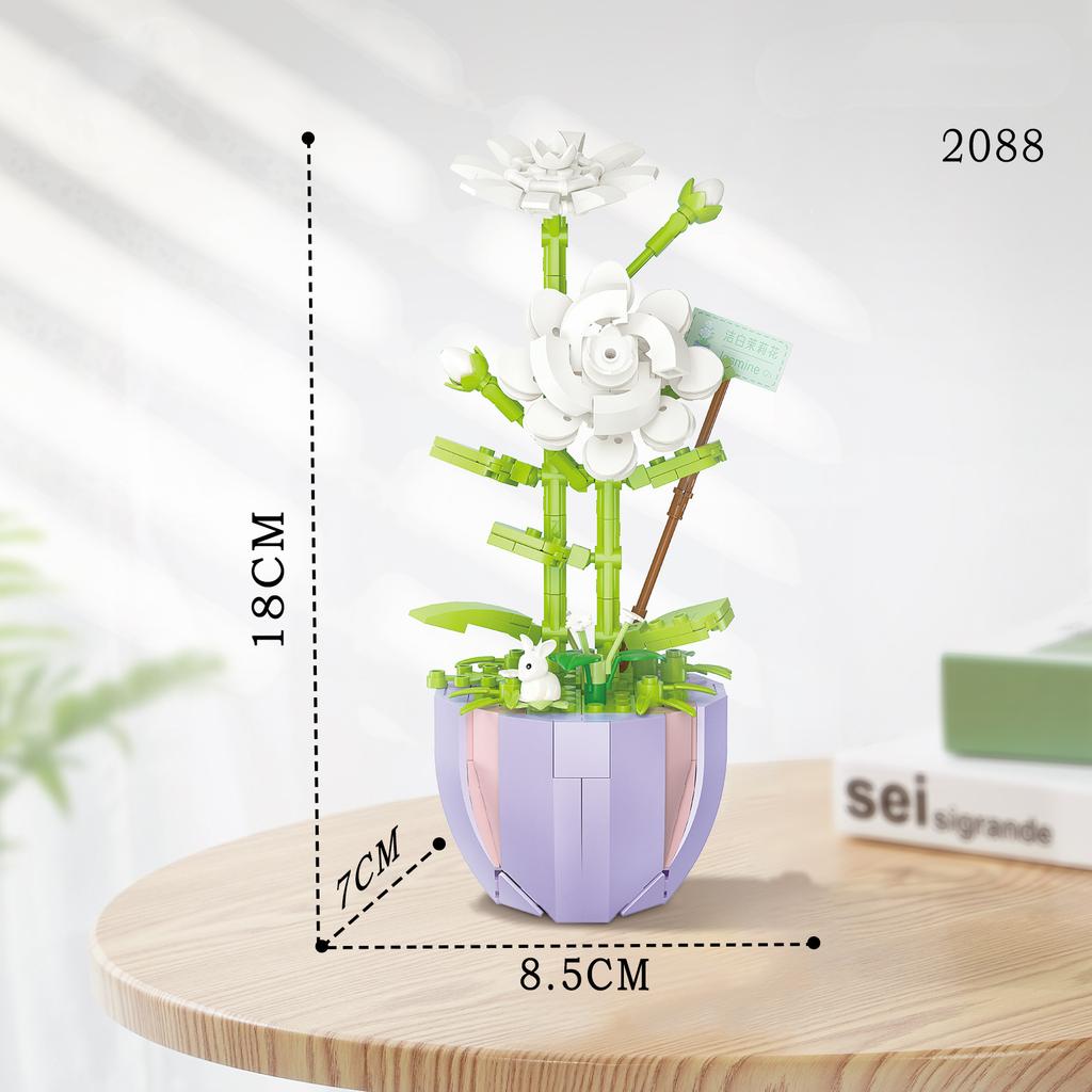 Non-Toxic Rose Flower Building Block Brick Eternal Bouquet Prickly Pear Model Plant Decoration Educational Toy For Kids Birthday Gift