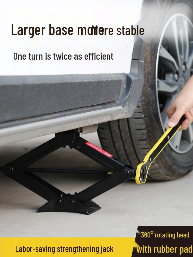 Sedan Lastik Değişimi İçin Kauçuk Pedli Tunaide El Kranklı Makaslı Araba Kriko