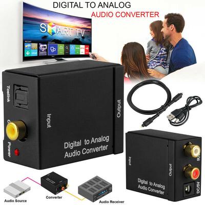 Digital Optical Coax To Analog RCA Audio Converter Adapter with Fiber Cable
