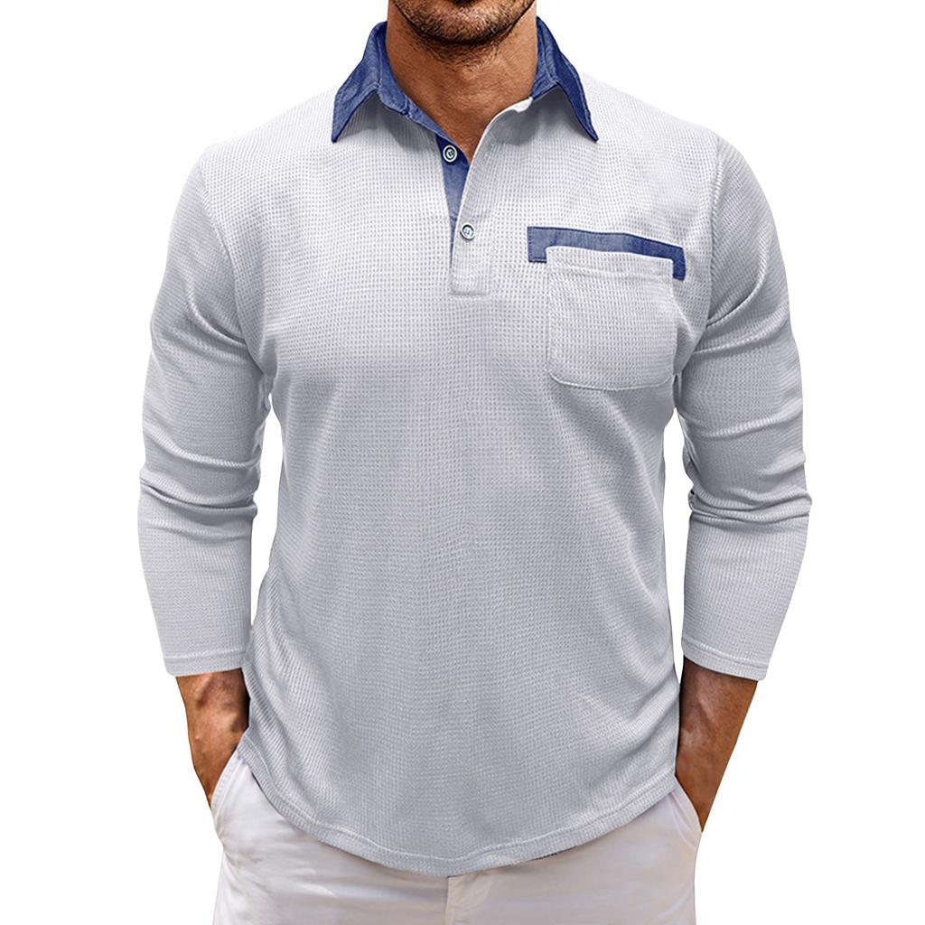 Men's Spring Solid Color Long Sleeve Lapel Shirt Men's Casual Fashion Shirt