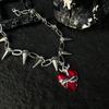 Y2K Herz Nieten Halskette Gothic Punk Stil Herz Anhänger Halskette für Männer Frauen Übertriebener Schmuck Zubehör Geschenke