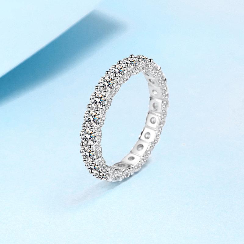 925 Sterling Silver Full Circle Moissanite Ring for Women - Luxury PT950 Gold-Plated Band