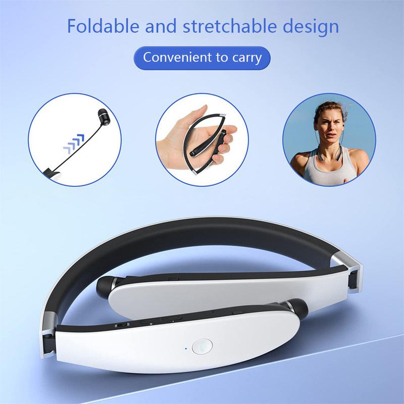 New Wireless Bluetooth 5.0 Neckband Earphones Foldable Headphones Hifi Stereo Earphones Noise Cancelling Headphones with Mic