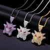 European & American Cartoon Anime Gengar Pendant Little Monster Rhinestone Hip Hop Necklace