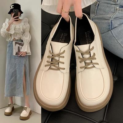 Fashion Platform Loafers Women Shoes Spring Anti-Slip Small Leather Shoes for Women Classic Round Toe White Women's Casual Shoes