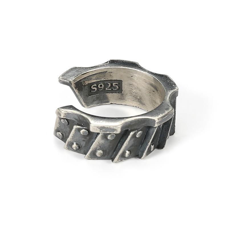Adjustable Gear Ring Men Women Vintage Steampunk Style Plated Open Band Geometric Texture Finger