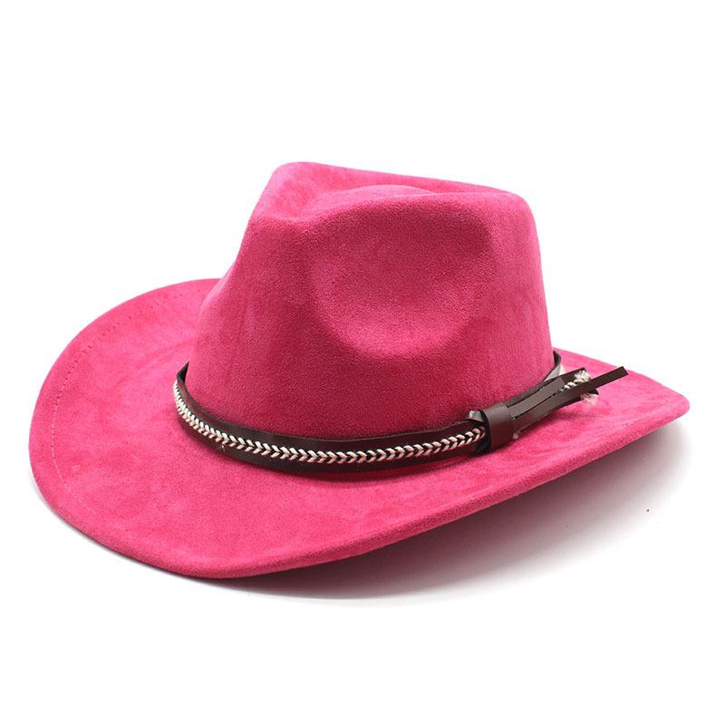 

Осенне-зимняя замшевая шляпа-цилиндр, женская шляпа с большим карнизом, британская джазовая шляпа, фетровая шляпа с плоским краем, модная универсальная шляпа M（56-59cm）