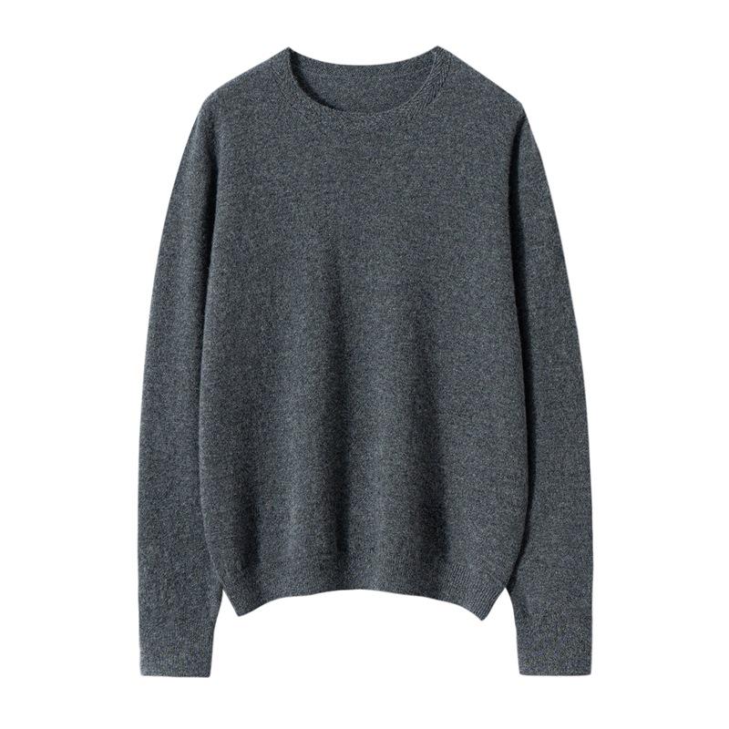 Women's Pure Cashmere Sweater - New Autumn/Winter Soft Loose Blue & White Porcelain Pattern Round Neck Pullover