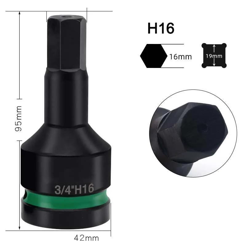 Zeskant Bit Socket Adapter T25H10-H36 voor 3/4 Inch Aandrijving Voor Slagmoersleutel met Verhoogde Sterkte door Geïntegreerde Constructie