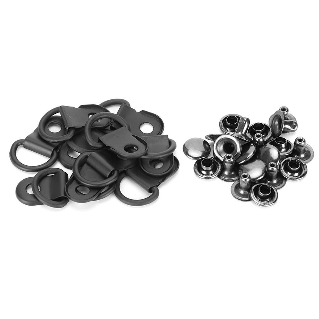 100 Set Schnürsenkel Haken DRing Öse Schnalle Messing Schuh Leder DIY Niet Werkzeug Matt Schwarz 9x14mm