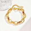 Chunky Chain Bracelet for Women, Adjustable Stainless Steel Thick Link Gold Plated Bracelets, Statement Jewelry Non Tarnish