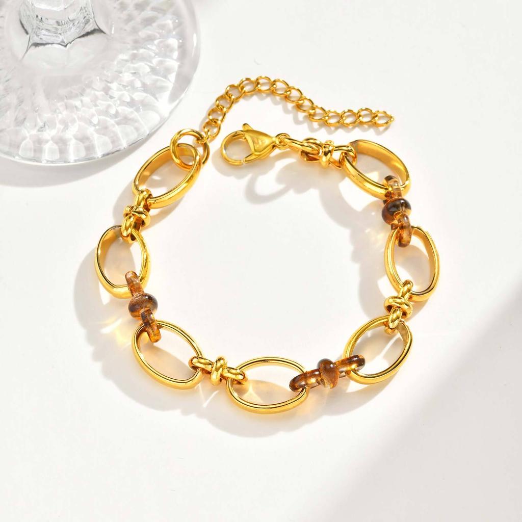 Chunky Chain Bracelet for Women, Adjustable Stainless Steel Thick Link Gold Plated Bracelets, Statement Jewelry Non Tarnish