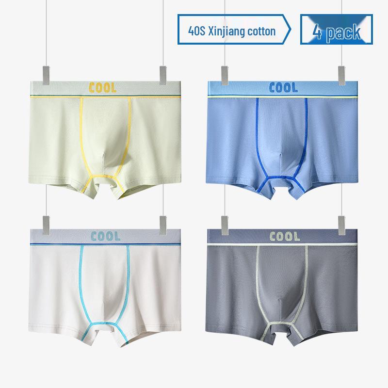 Pure Cotton Antibacterial Boxer Briefs for Adolescent Boys & Teenagers in Middle School XXL (Weight 120-140 jin)