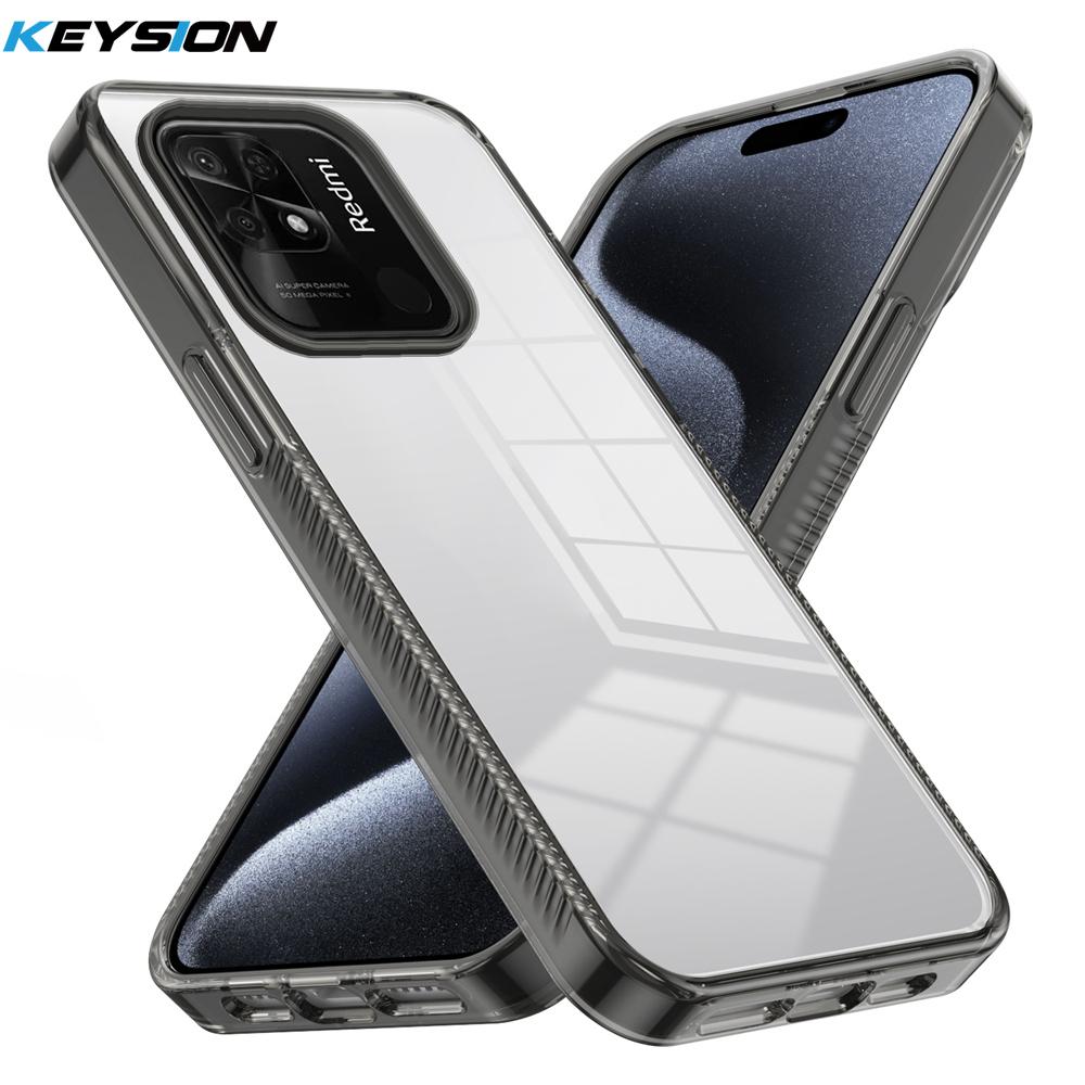 KEYSION Transparent Case for Redmi 10C 10A 9C Soft TPU+PC Anti-slip HD Clear Shockproof Phone Cover for Xiaomi Redmi 9C 10A 10C
