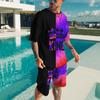 Männer Sets Kausalen Rundhals Flamme Drucken T-shirt Shorts Sport Lauf Anzug männer Shirts Trainingsanzüge Kurzarm Sportswear Mann