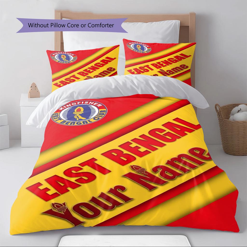 Name Custom East Bengal FC Pattern Bedding Set Quilt Cover Pillowcase Home Decor Gift (1 * duvet cover + 2 * pillowcase, without core)