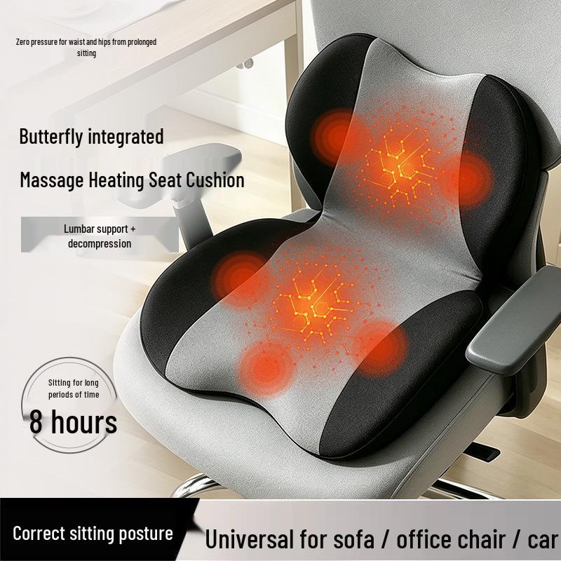 Heated Vibrating Massage Seat Cushion for Car and Home