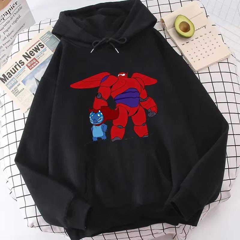 Lilo & Stitch Print Hoodie Cute Cartoon Disney Graphic Sweatshirt Autumn and Winter Men and Women Casual Long-sleeved Jumper Top
