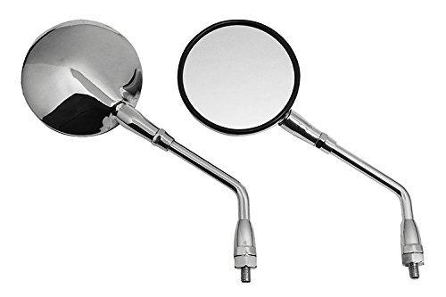 Bike Parts Center Custom Motorcycle Mirror, Size 37, Round, Right-Handed Thread, 10mm, Plated, Clear Lens, 6042