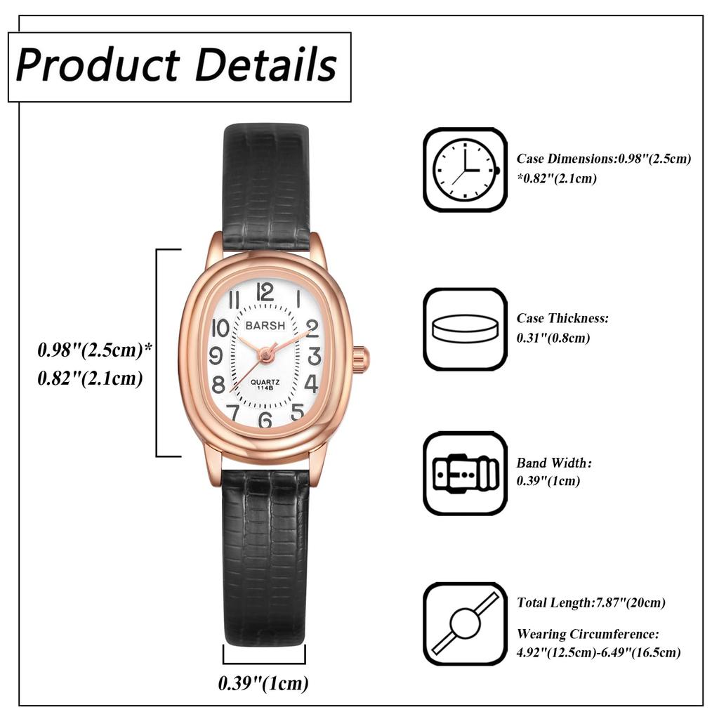 Uhr mit Leder Schlichte Antike Ovale Analoguhr mit Wasserdichtem Leder Modeaccessoire Perfektes Geschenk für Tag Damenarmband, Designarmband,