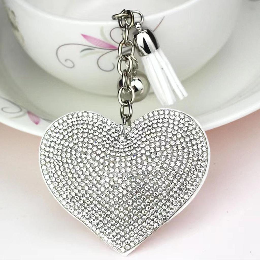 Rhinestone Heart Finger Keychain Bling Crystal Strap Pendant for Key Keychain Handbag Wallet Key Accessories Gift for Women