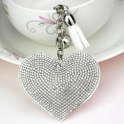 Rhinestone Heart Finger Keychain Bling Crystal Strap Pendant for Key Keychain Handbag Wallet Key Accessories Gift for Women