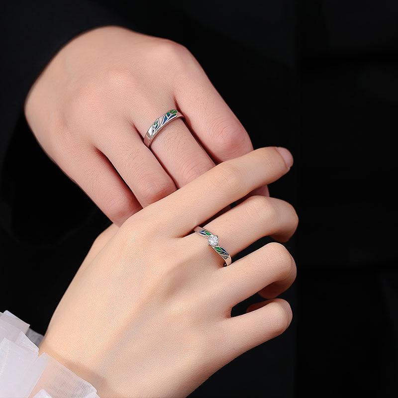 Affectionate Maimai Couple Ring Original Mori Simple Ring Leaf Guochao Jewelry